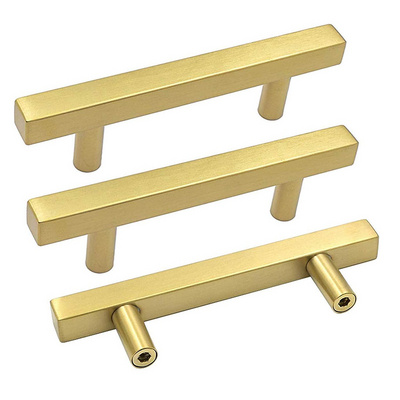 Brushed Brass Gold Cabinet Drawer Pulls Kitchen Cabinets Handles Kitchen Hardware Square Bar Pulls Cupboard Door Handles