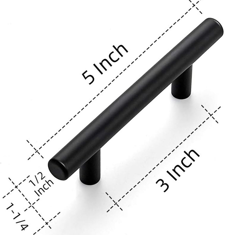 Cabinet Pulls Matte 5 Inch Length 3 Inch Hole Center Black Stainless Steel Kitchen Drawer Pulls Cabinet Handles