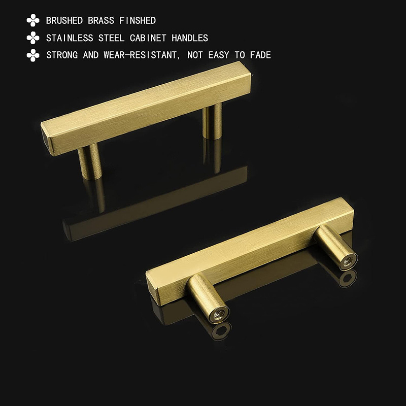 Brushed Brass Gold Cabinet Drawer Pulls Kitchen Cabinets Handles Kitchen Hardware Square Bar Pulls Cupboard Door Handles