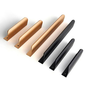 Aluminum alloy wardrobe drawer cupboard edge banding pull concealed long profile knobs kitchen furniture cabinet door handle