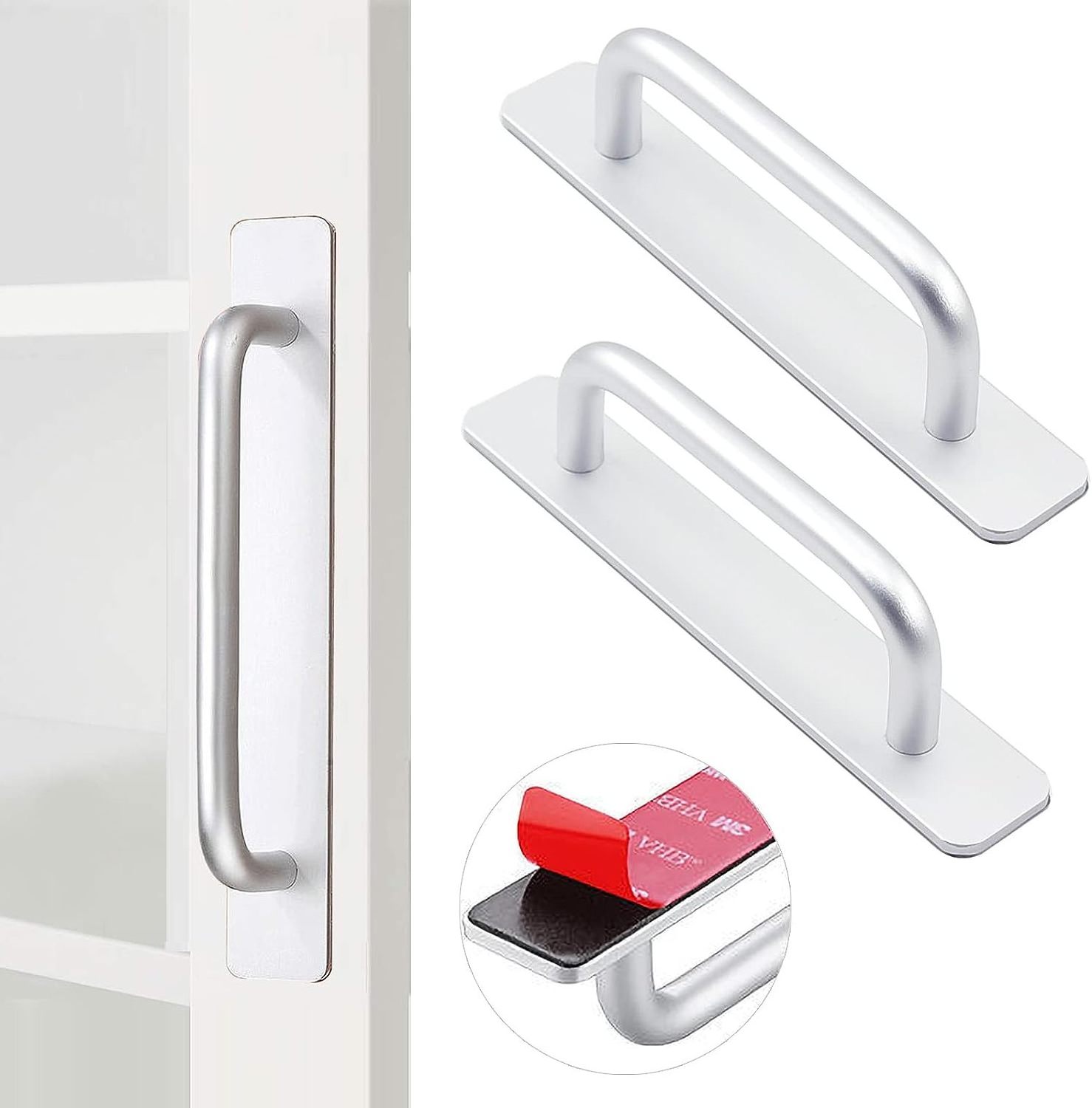 Adhesive Cabinet Door Handles Pulls No Drilling Shower Door Self Stick Cabinet Handles