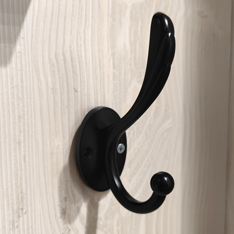 Factory custom Metal vintage towel coat double wall hooks wall mount black rustic clothes hook