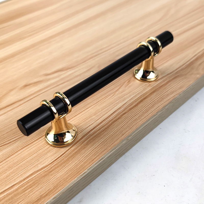 Custom zinc alloy knobs Modern Simple Styles Pull Cabinet Handle Black Wardrobe Kitchen Cabinet Handles