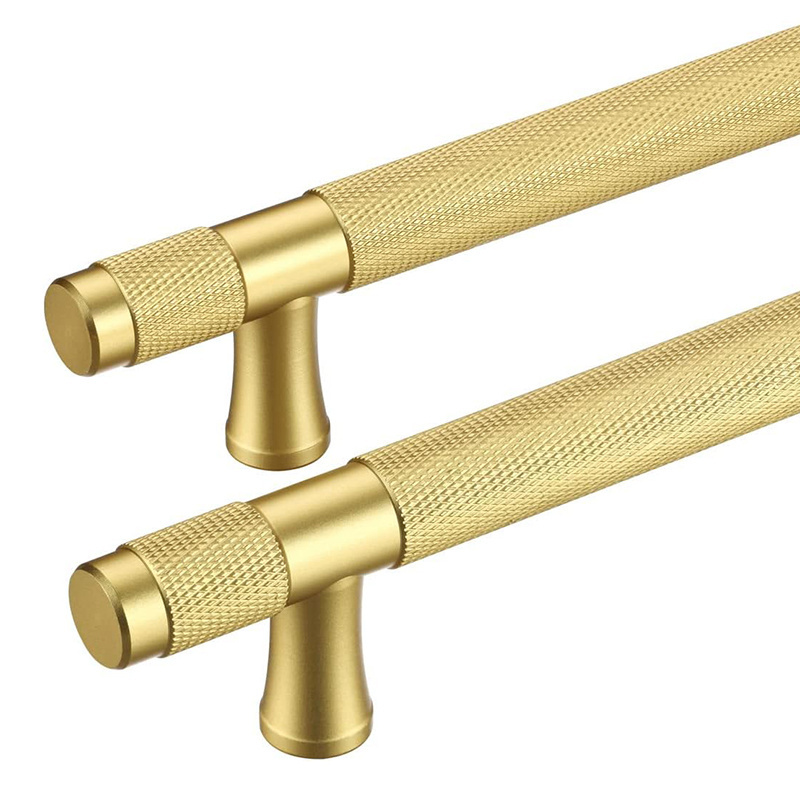 Cabinet Handles Gold Knurled Cabinet Pull 5 Inch Hole Centers (7 Inch  Length) Brushed Brass Cabinet Pulls and Gold Handles