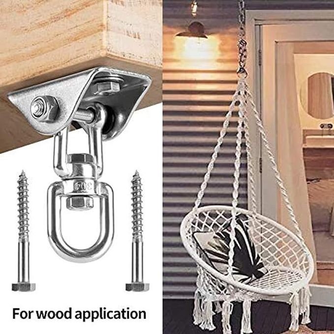 Heavy Duty Hammock Chair Hanging Kits 360 Degree Rotate Swivel Hanger for Swing Chair, Hammock, Egg Chair, Punching Bag,