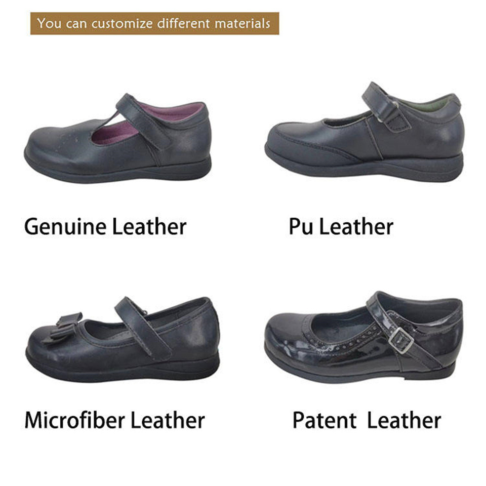 Guangzhou Custom Shoes Genuine Leather Children Kids Bulk Oxford Uniform Black School Shoes for Girls