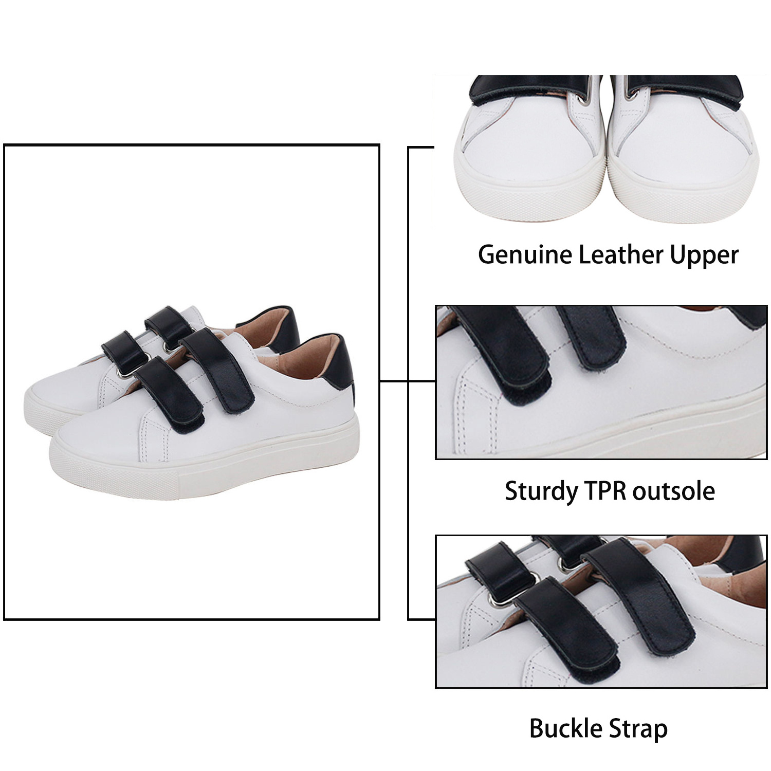 Kids Sneakers Suppliers New Model Slip on Unisex Boys and Girls White Color Leather Sneakers Kids Shoes