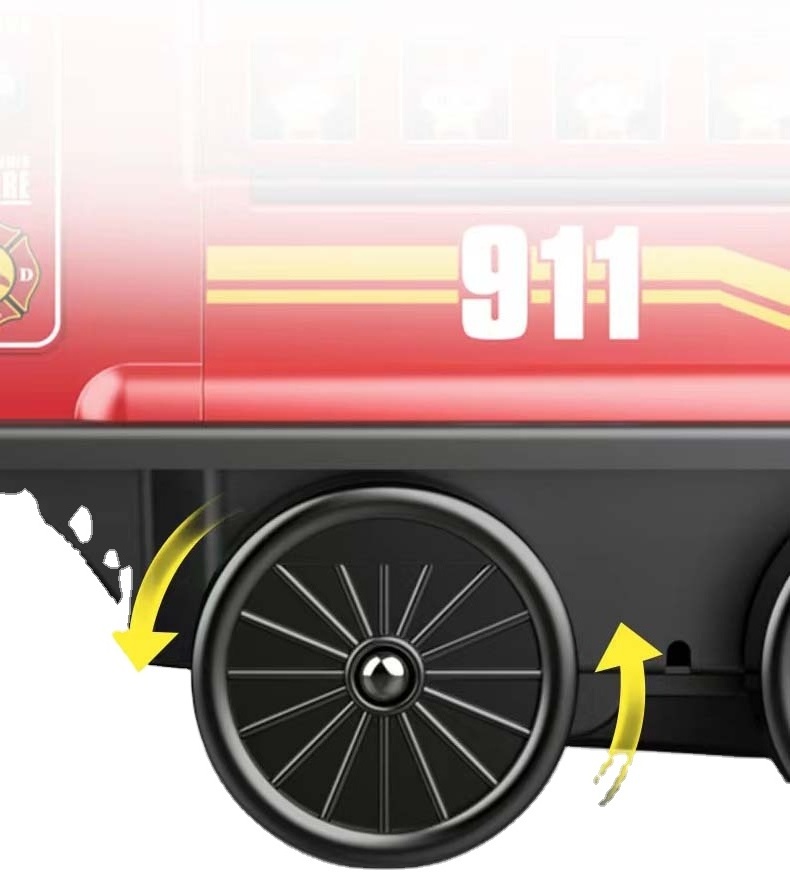 Stock available the battery model  ride on the fire truck adventure Kids red Car Soft electric fire toy for two cars free