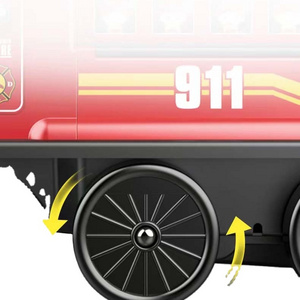 Stock available the battery model  ride on the fire truck adventure Kids red Car Soft electric fire toy for two cars free