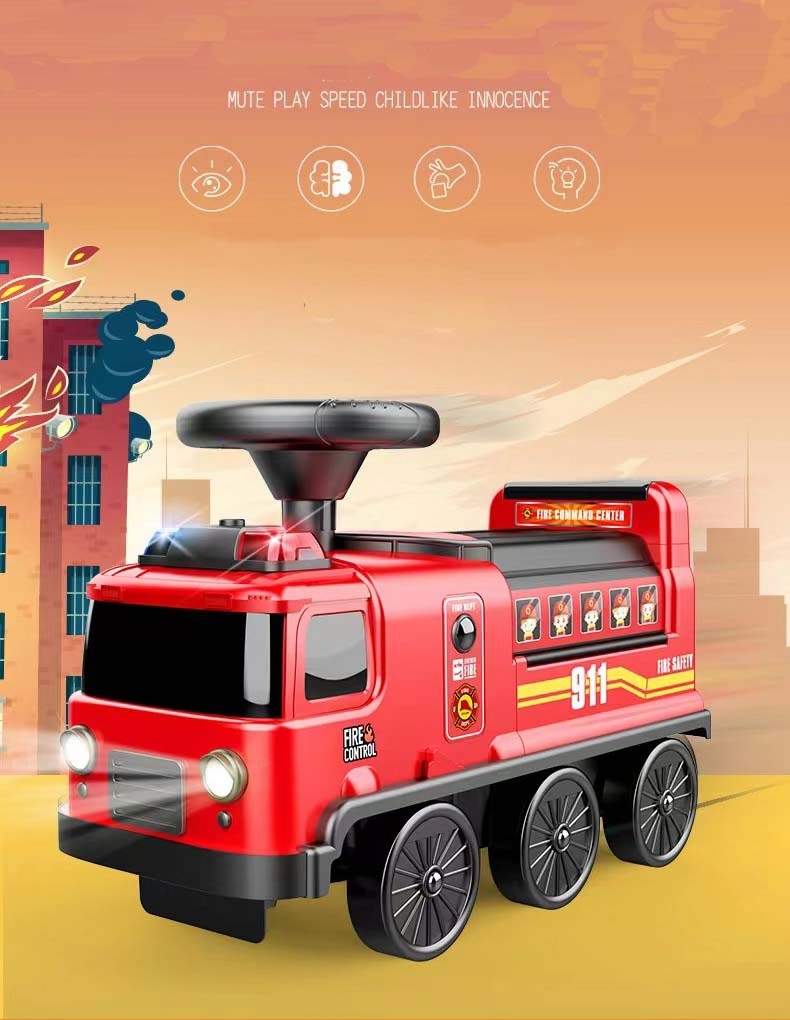 Stock available the battery model  ride on the fire truck adventure Kids red Car Soft electric fire toy for two cars free