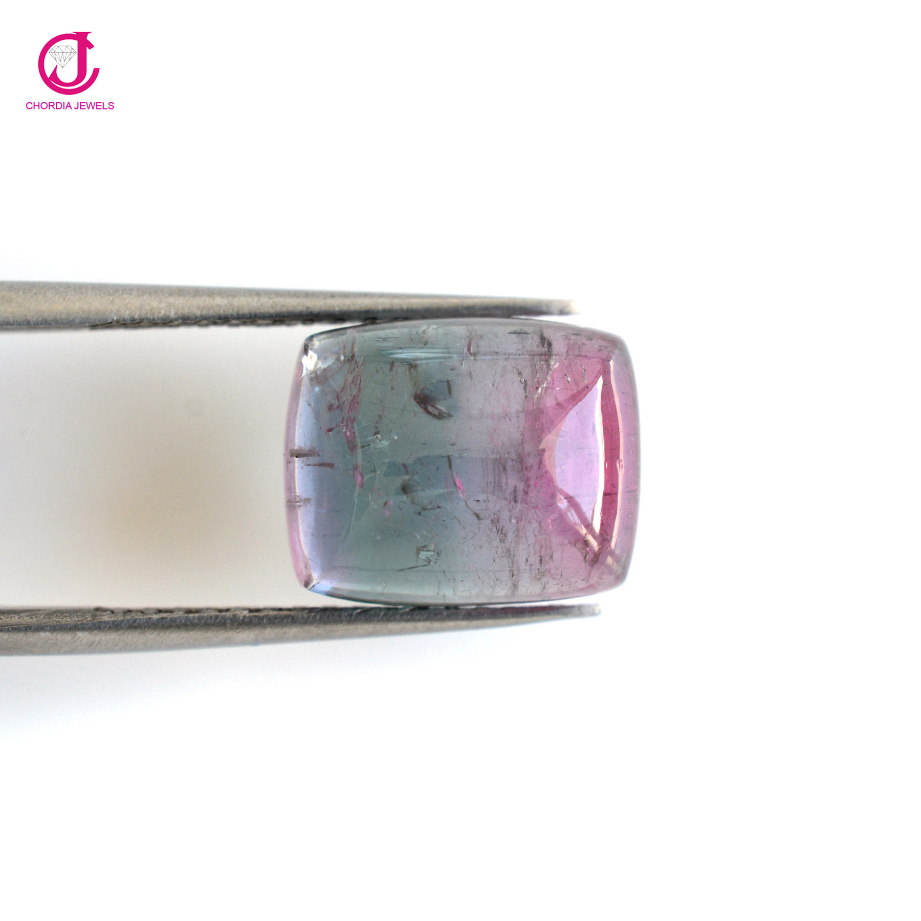 10.30 Carats Watermelon Tourmaline Cushion Smooth Cabochon Gemstone For Jewelry Making Wholesale High Quality Supplier