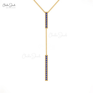 New Arrival Drop Necklace 2mm Round Tanzanite Gemstone Lariat Necklace December Birthstone 14k Solid Gold Fine Jewelry Supplier