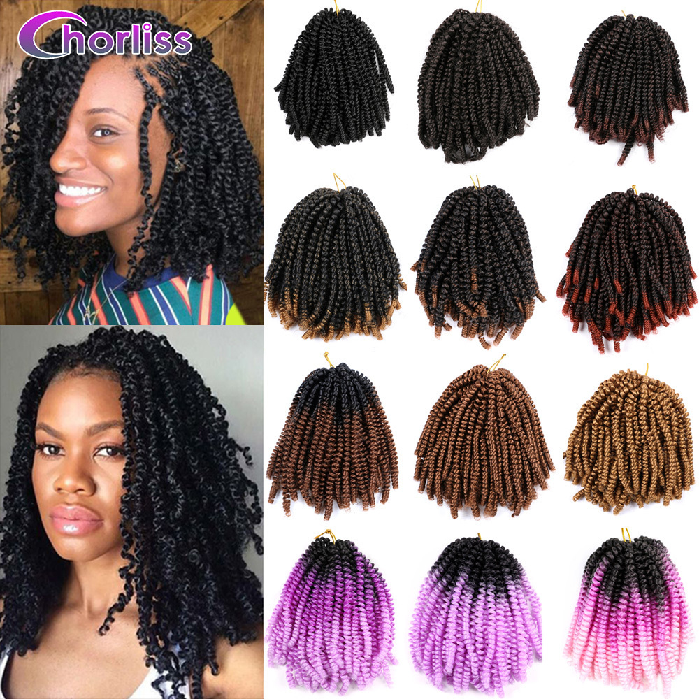 Wholesale Hot Sale 10inch  Braiding Nubian Twist Hair Ombre Spring Twist Hair Crochet Braid Synthetic Curly Hair Extensions