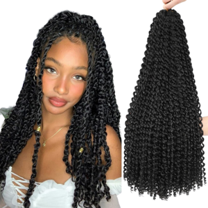 Cheap Boho goddess Curly Jumbo Faux Loc Water Wave Crochet Braid Hair Spring Passion Twist Crochet Braiding Hair For Black Women