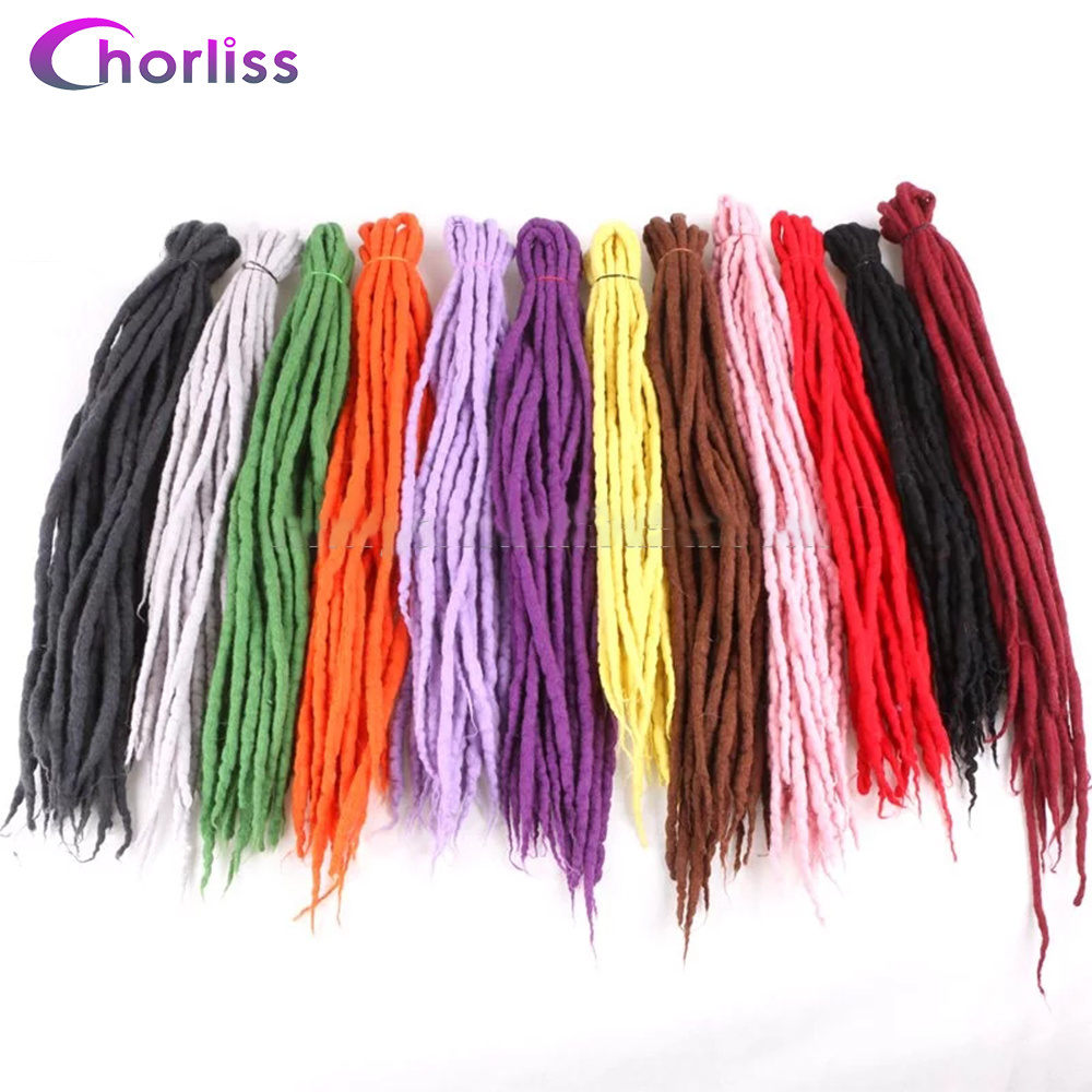 Wholesale Nepal Wool Faux Dread locks Crochet Braid Locs Afro Long Straight Pure Mixed Color Synthetic Dreadlocks Hair Extension