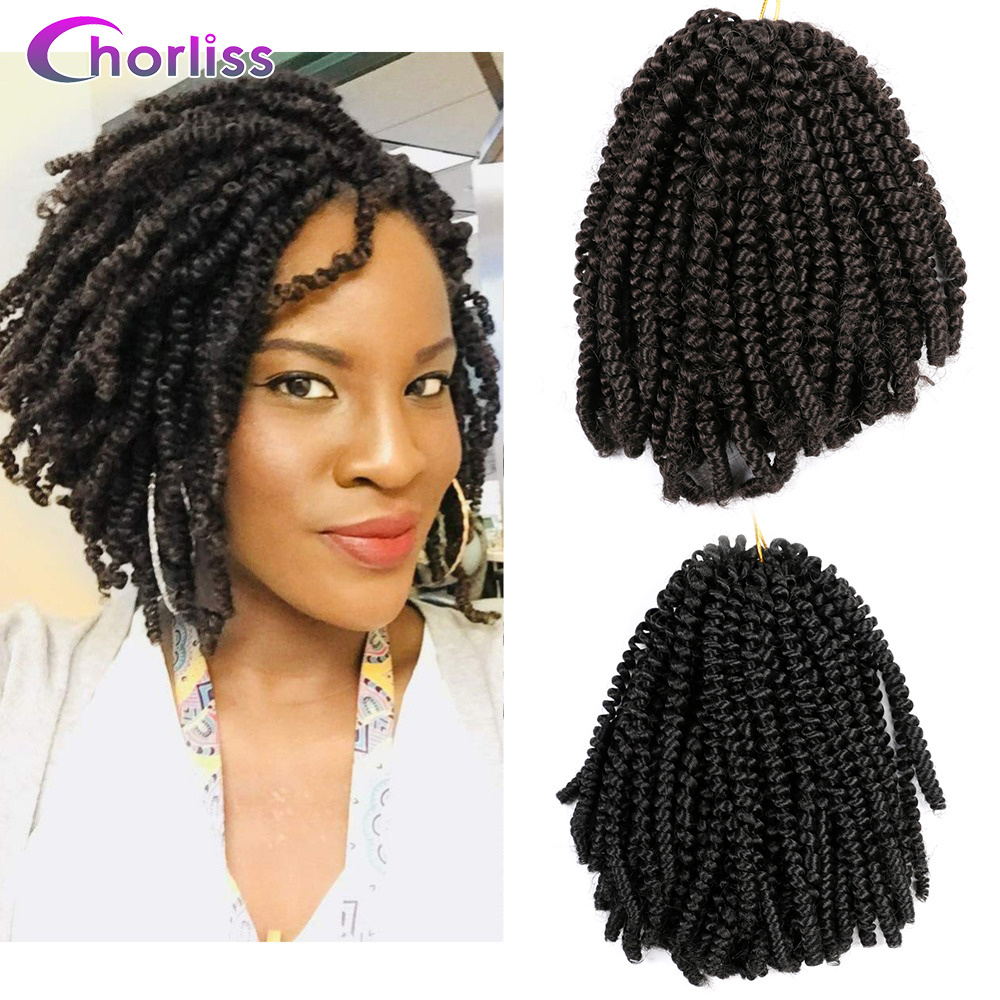 Wholesale Hot Sale 10inch  Braiding Nubian Twist Hair Ombre Spring Twist Hair Crochet Braid Synthetic Curly Hair Extensions