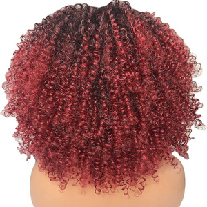 Wholesale Heat Resistant High Quality Premium Fiber Cosplay Wig Curly Arfo Kinky Synthetic Hair Braiding Wigs For Black Women