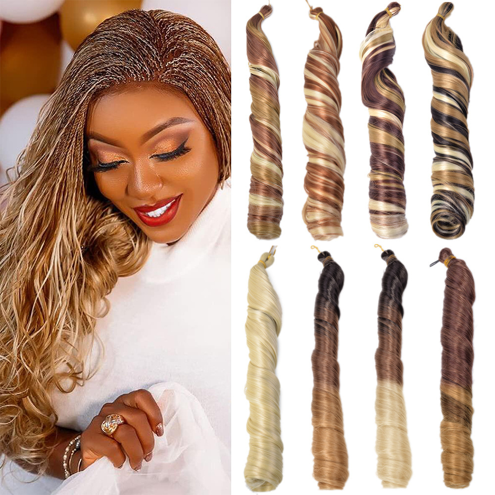 Wholesale 24inch French Spiral Curl Hair Afro Kinky Crochet Hair Braids Loose Body Wave Silky Synthetic Braiding Hair Extensions