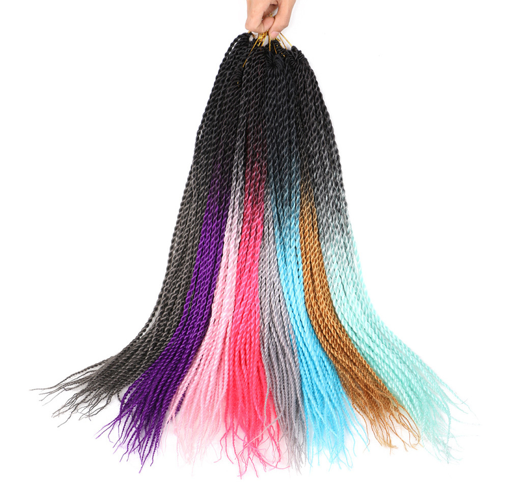 22 Inches Ombre Colorful Senegal Twists Faux Locs Free tress Crochet Braids Hair Afro Goddess Straight Synthetic Braiding Hair