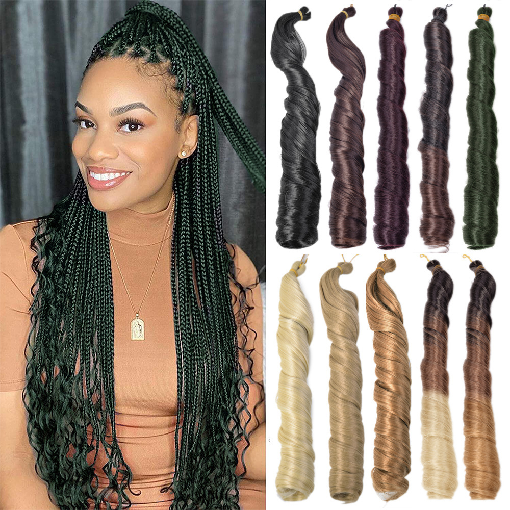 Fashionable Blonde Ombre Wavy Sprial Curl Synthetic Braiding Hair French Curly Crochet Braids Soft Kinky Extensions For African