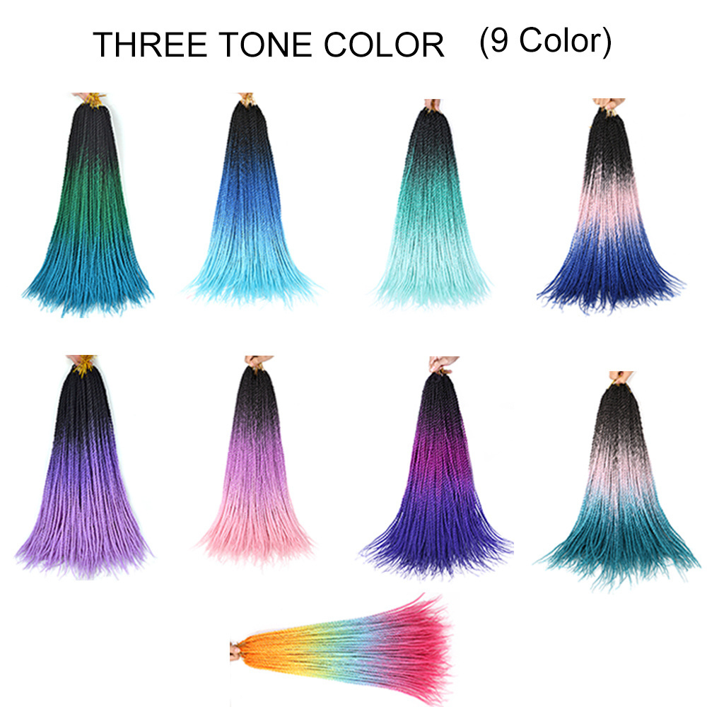 22 Inches Ombre Colorful Senegal Twists Faux Locs Free tress Crochet Braids Hair Afro Goddess Straight Synthetic Braiding Hair