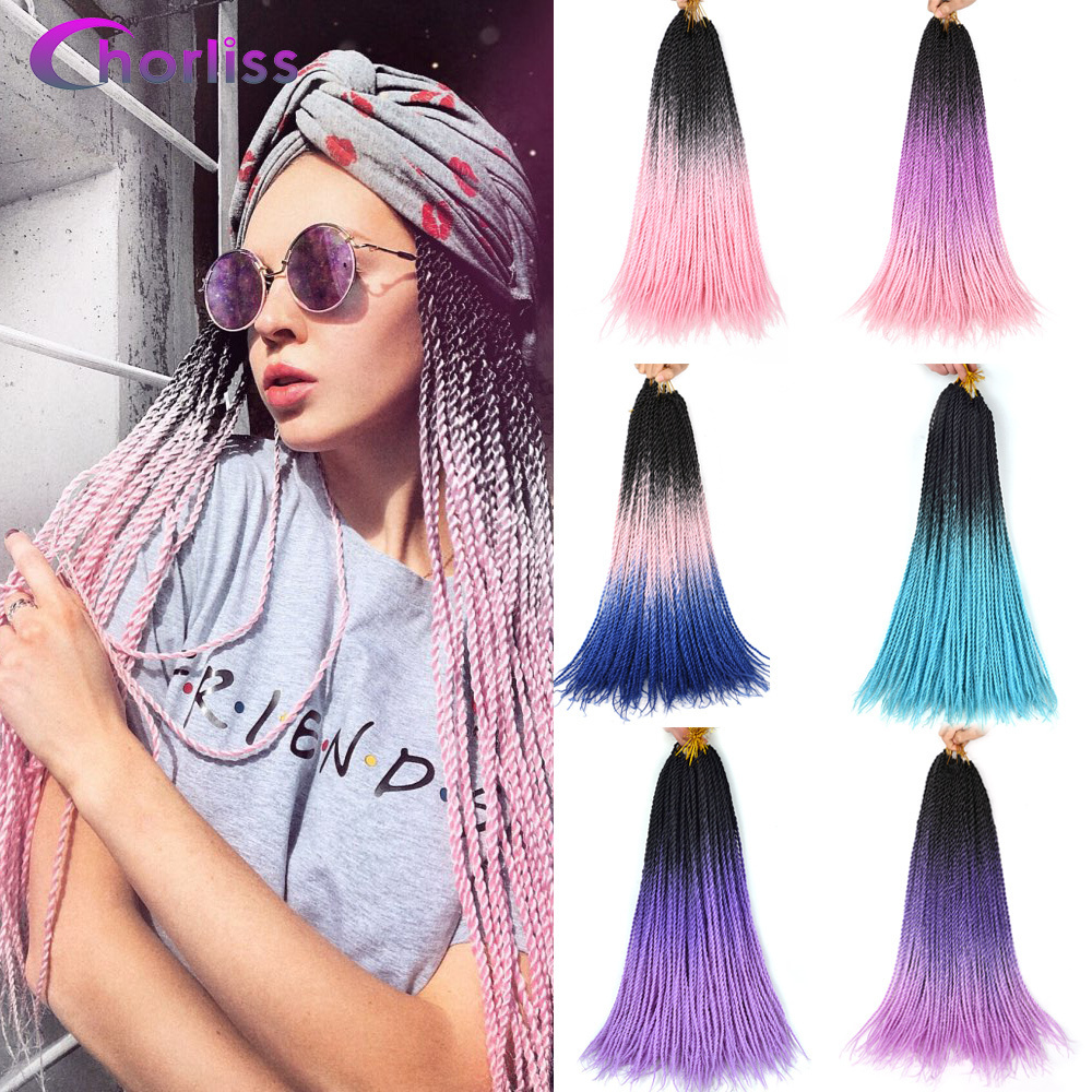 22 Inches Ombre Colorful Senegal Twists Faux Locs Free tress Crochet Braids Hair Afro Goddess Straight Synthetic Braiding Hair