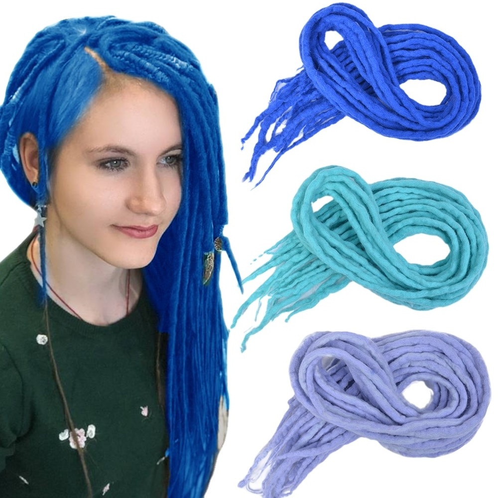 Wholesale cheap Long 22''Ombre Soft Nepal Felted Wool Handmade Afro Synthetic Dreadlocks Crochet Braids Hair For Kids And Adult