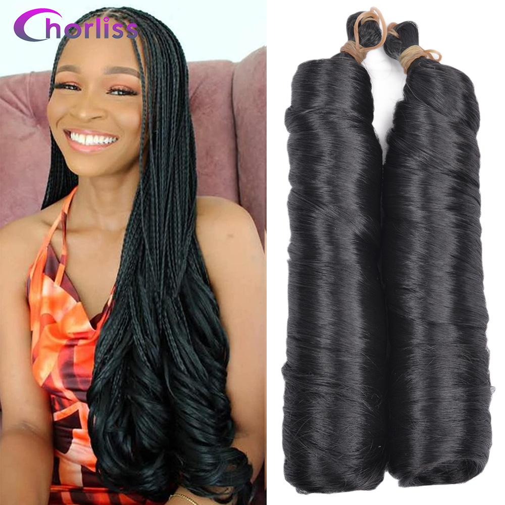 Cheap Afro Loose Wave Bouncy Spiral French Curl Pony Style Crochet Braids Pre stretched Synthetic Braiding Hair For Black Women