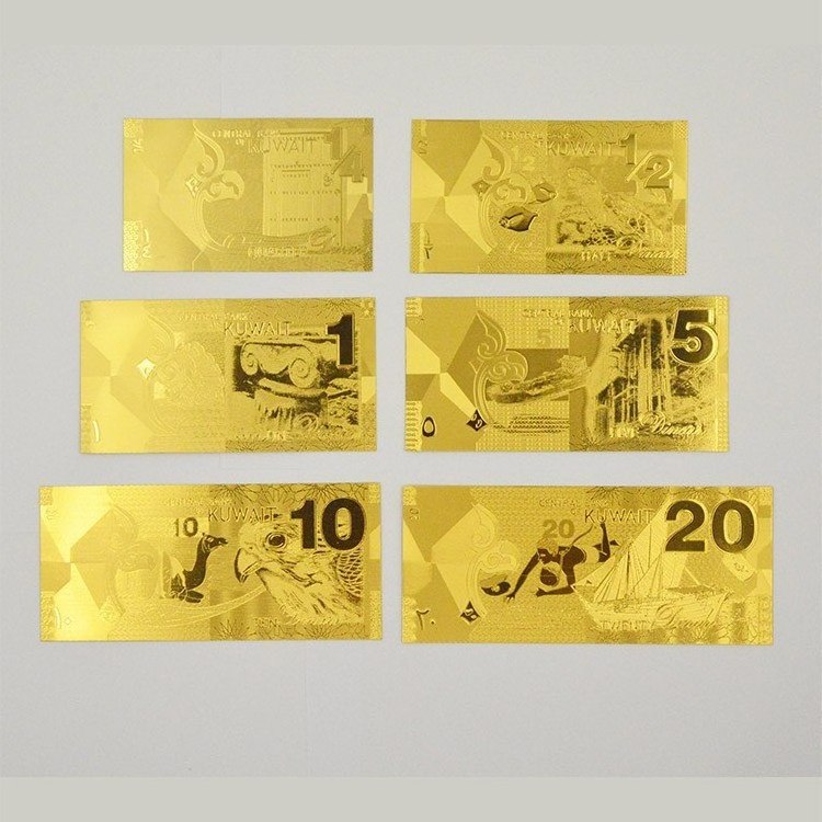 Kuwait Dinar Souvenir Banknote 24K Gold Plated Collection Gift for Home Decoration