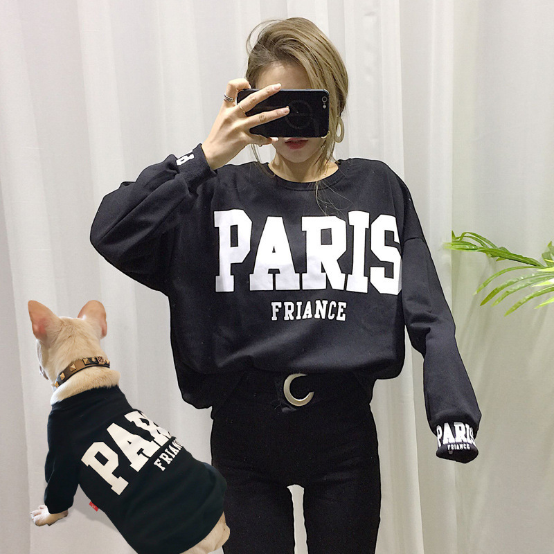 2022 new spring and autumn terry cotton printed letter sweater small dog pet parent-child sweater suit