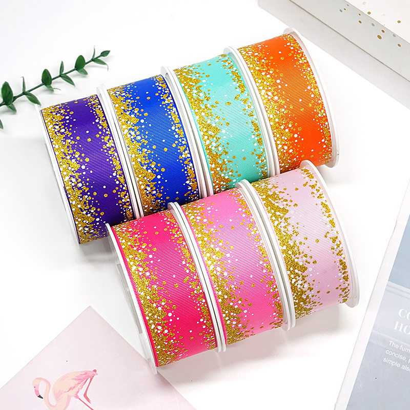 Cinta Gold Foil  Hologram Custom Printed Cartoon character grosgrain ribbon for cheer bows craft supplier Cinta