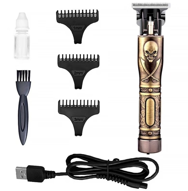 Golden Skull Engraved Hair Clipper Men's Retro Oil Head Rechargeable Hair Clipper