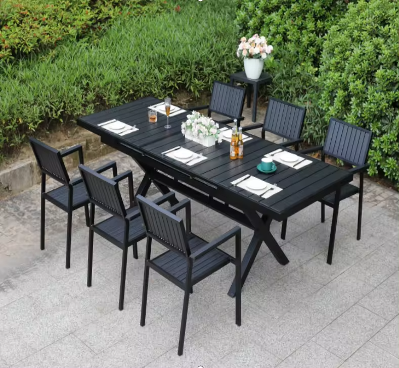 Extendable Outdoor Restaurant Table and Chair Set Garden Patio Furniture for Dining and Park Durable and Versatile Design