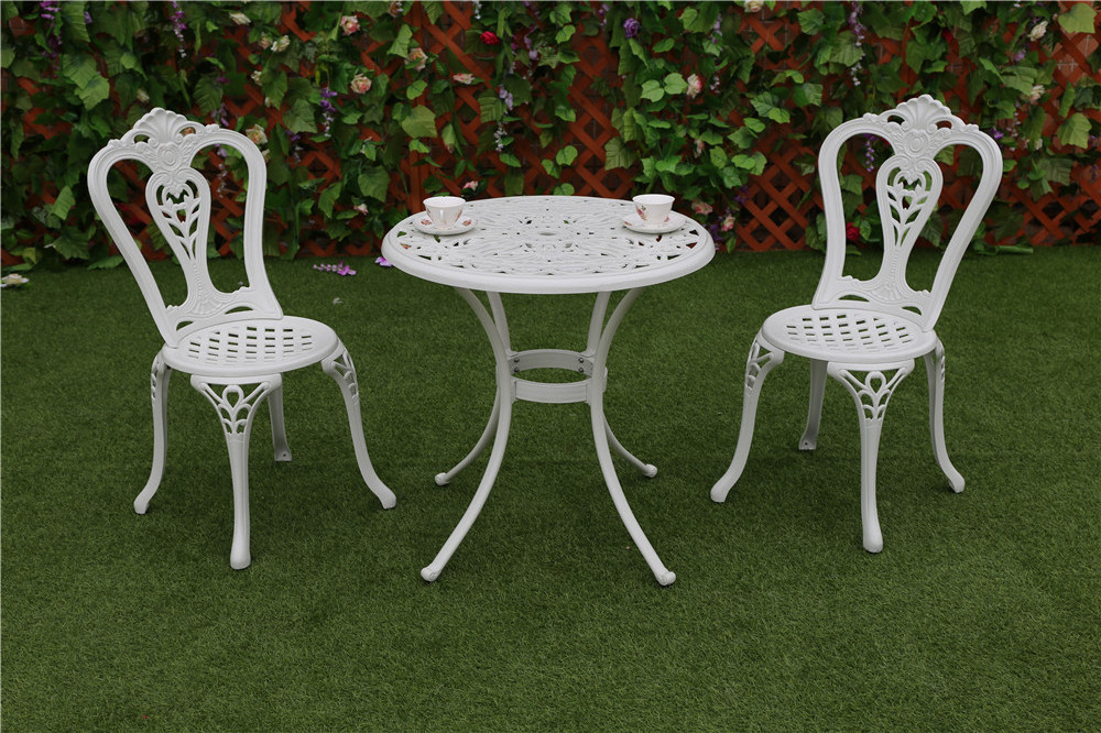 White Detachable cast Aluminum Outdoor Chair Furniture cast Aluminum Patio Garden Table and Chair