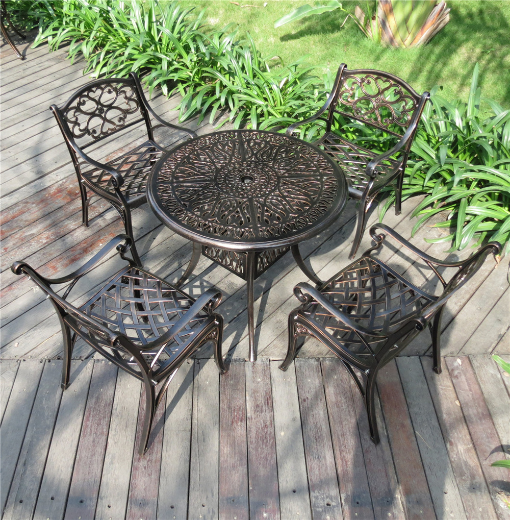 Patio table and chair furniture hot selling leisure aluminum table garden outdoor cast aluminum round table furniture