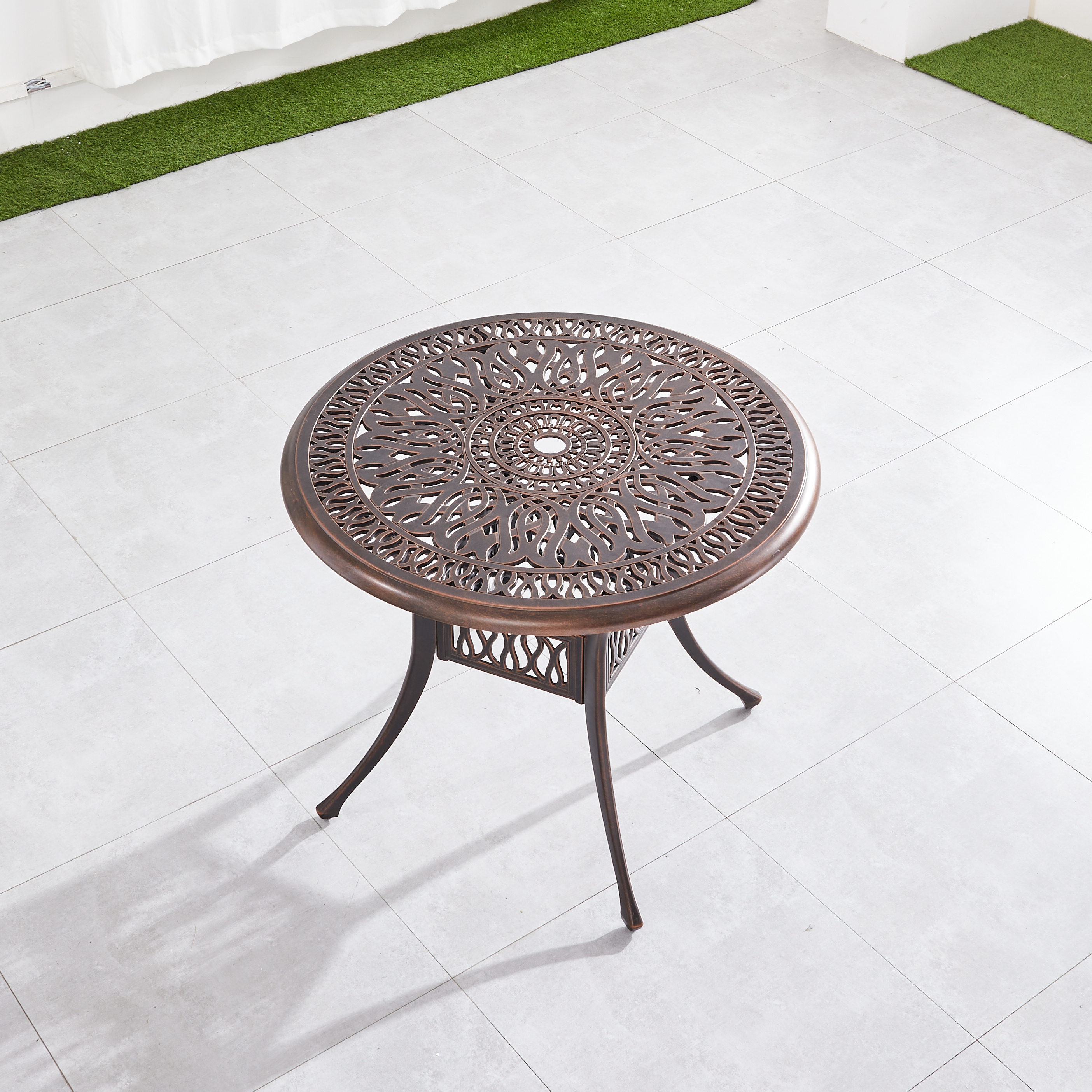 Patio table and chair furniture hot selling leisure aluminum table garden outdoor cast aluminum round table furniture