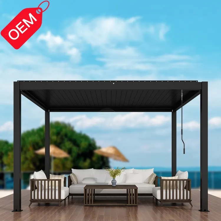 3X3,3X4,4X4,6X4m Outdoor Waterproof Aluminium Bioclimatic Pergola Cover Aluminum Louvered Pergola