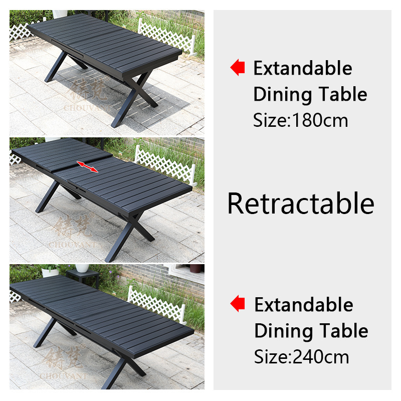 Extendable Outdoor Restaurant Table and Chair Set Garden Patio Furniture for Dining and Park Durable and Versatile Design