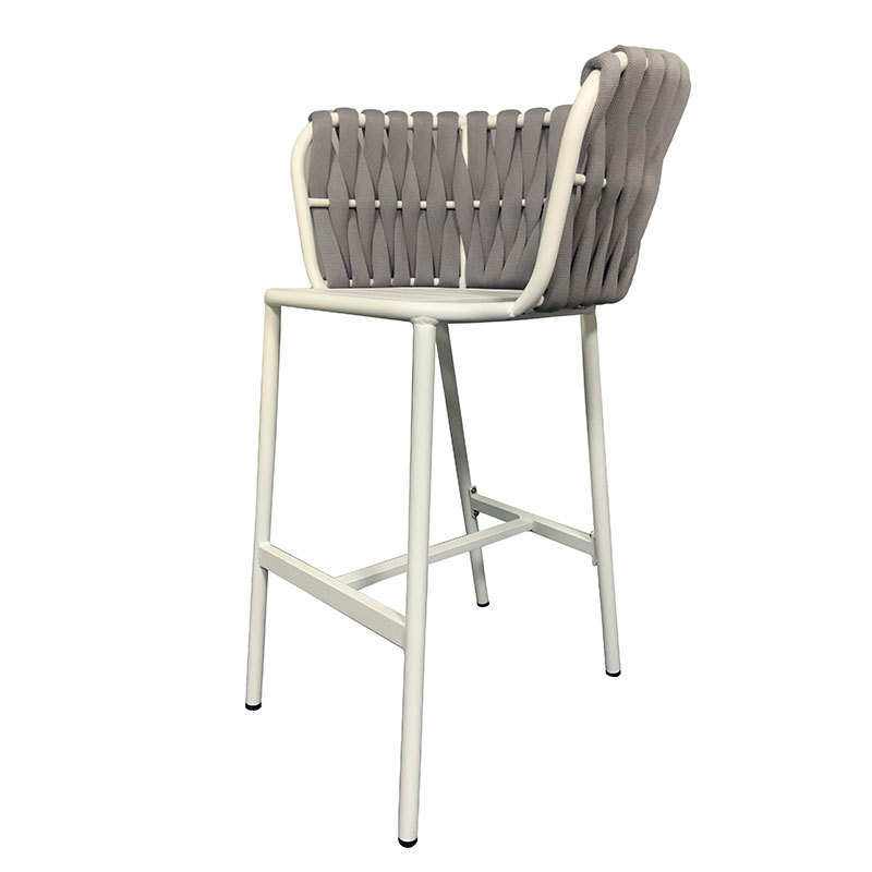 MUller White Aluminum Tube Bar Stool Chair Modern Design High Quality Simplicity Ventilate Back Garden Chair Pull Outdoor Chair