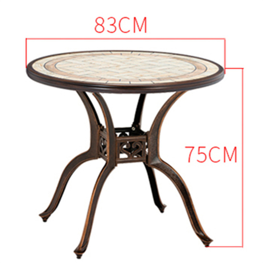 Modern dia83cm cast aluminum ceramic tile table outdoor furniture garden furniture table for bistro or backyard