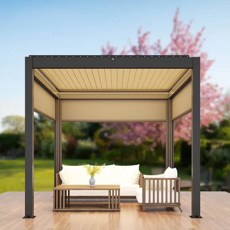 3X3,3X4,4X4,6X4m Outdoor Waterproof Aluminium Bioclimatic Pergola Cover Aluminum Louvered Pergola