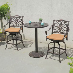 Outdoor 2+1 Bistro Table and Chair set Cast aluminum Bistro bar table with garden bar stools