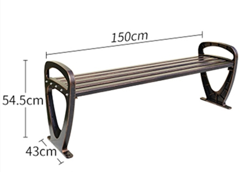 Outdoor cast aluminum bench Metal park bench A park bench without a back park bencn