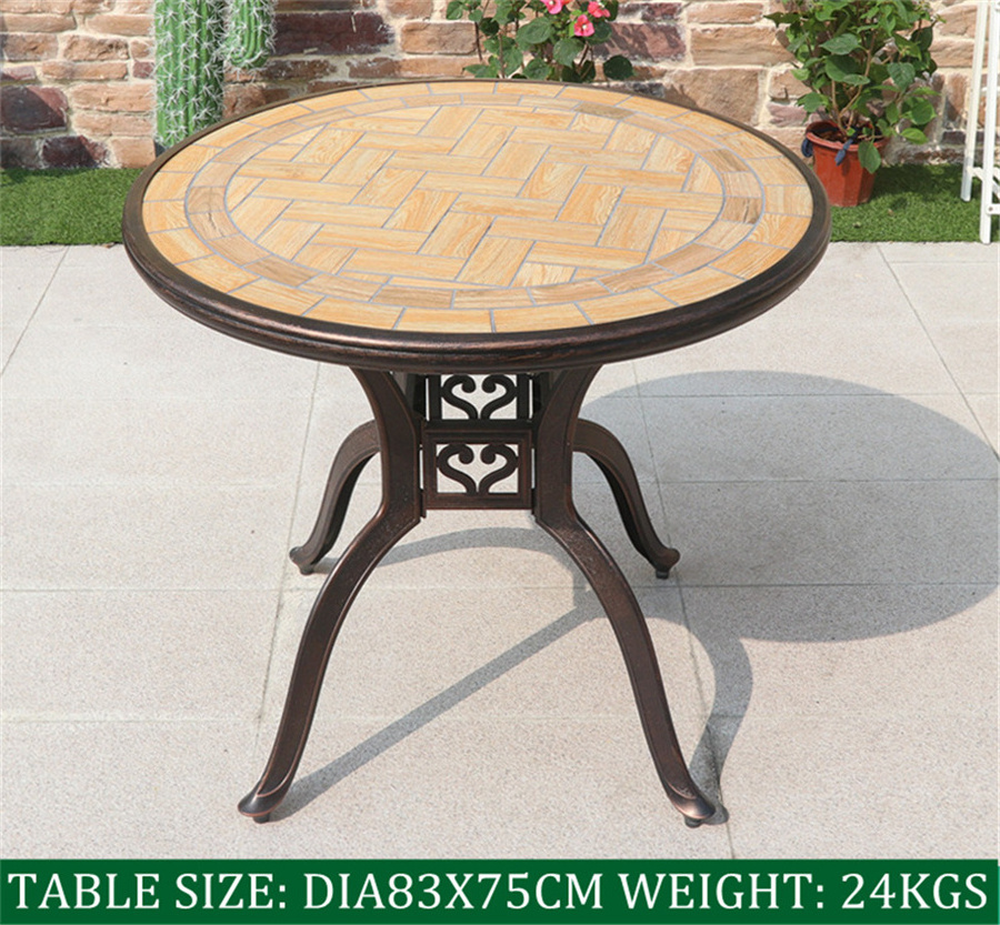 Modern dia83cm cast aluminum ceramic tile table outdoor furniture garden furniture table for bistro or backyard