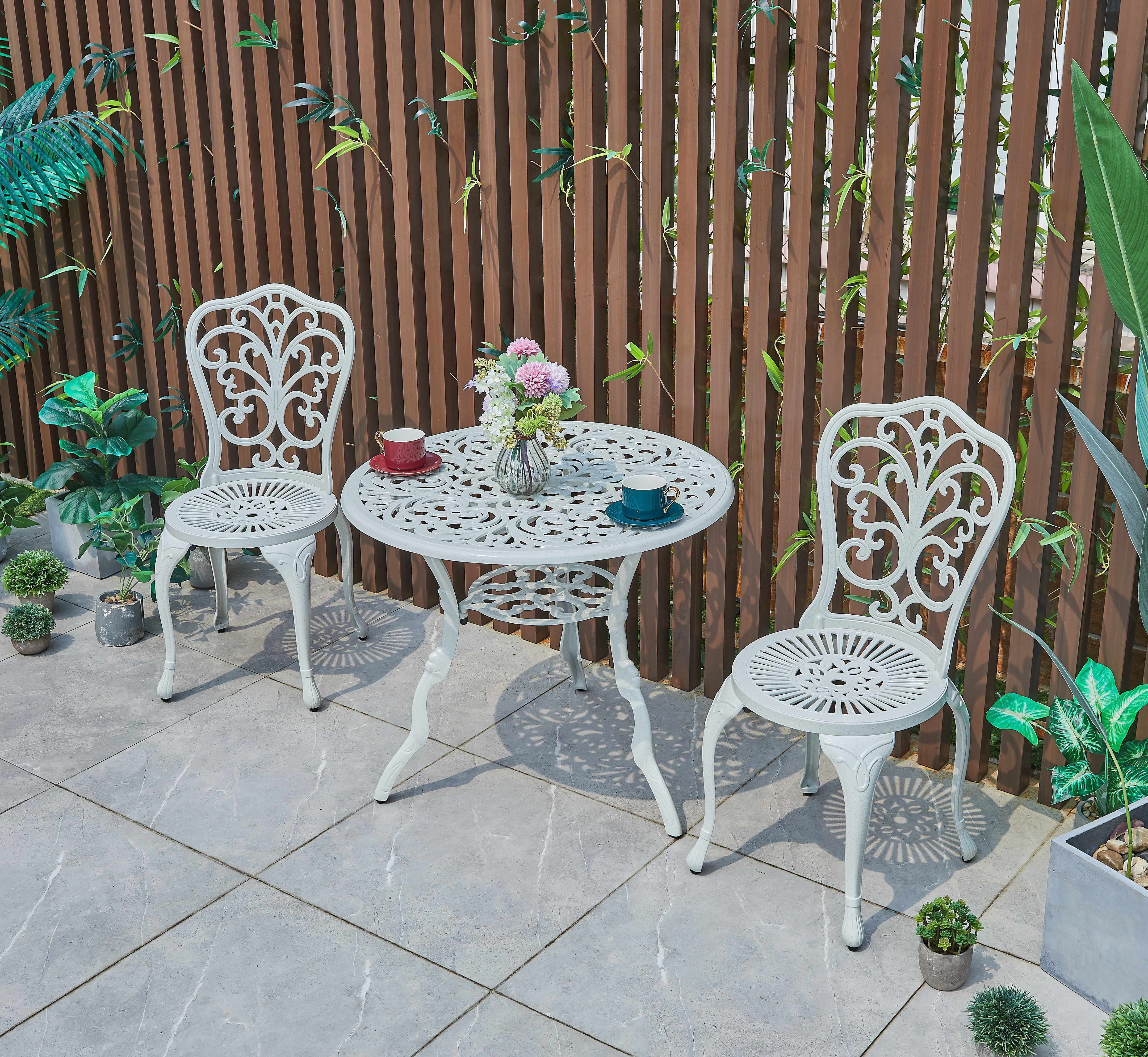 European Style Bronze cast Aluminum Outdoor Furniture Chair and Table Bistro Balcony 2+1 Garden set