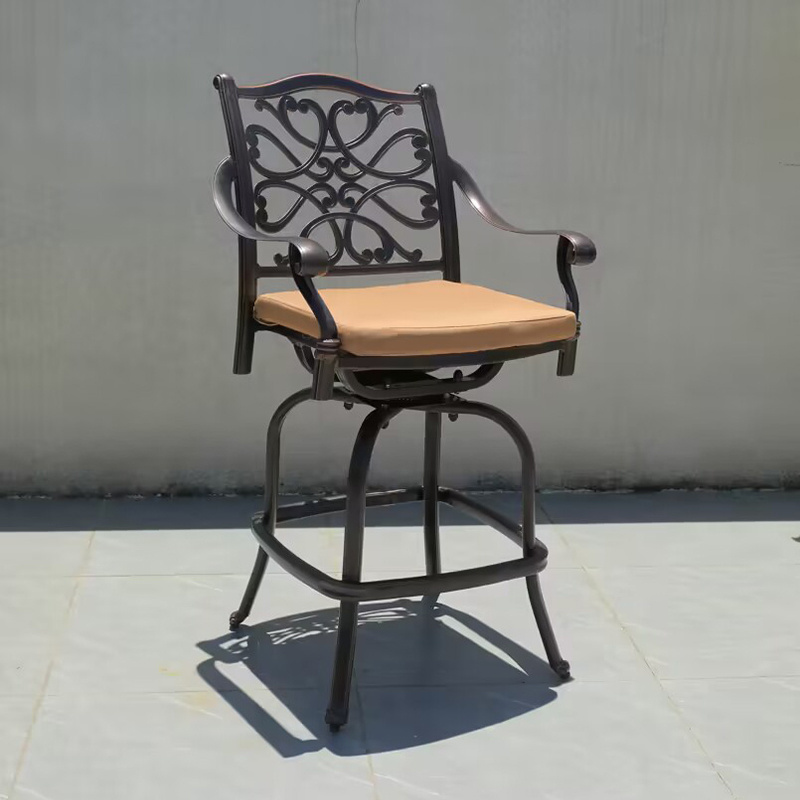 Outdoor 2+1 Bistro Table and Chair set Cast aluminum Bistro bar table with garden bar stools