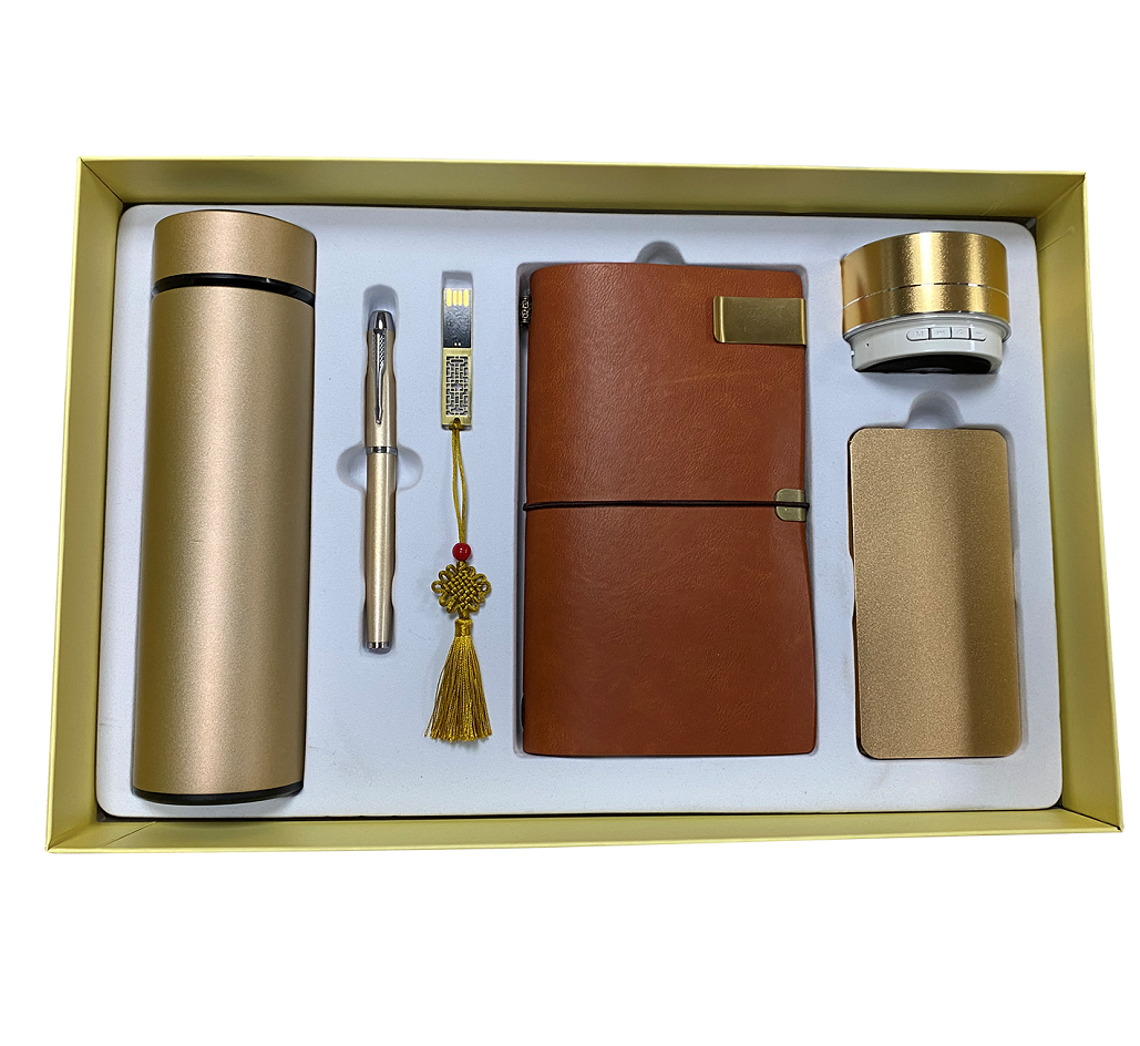 Thermos cup and metal pen notebook corporate gift set for promotion gift set