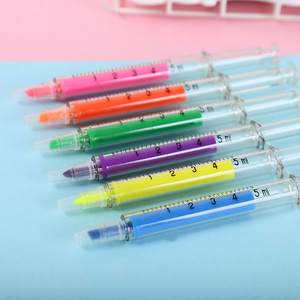 Wholesale 6 Colours Stationary Syringe Shaped Highlighter Pen