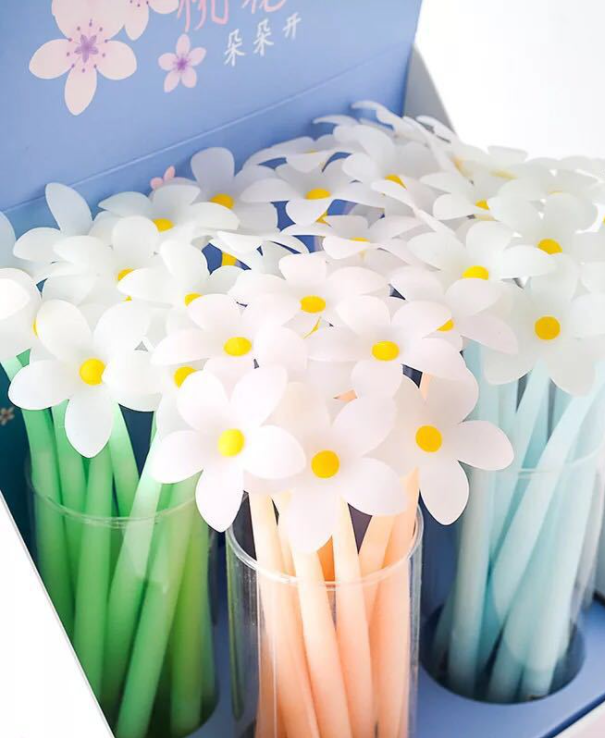 Popular  meet light color changing flower neutral pen creative soft glue silicone flower gel pen