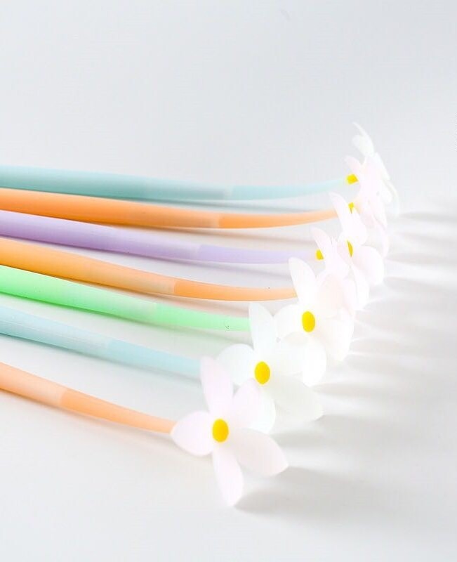 Popular  meet light color changing flower neutral pen creative soft glue silicone flower gel pen